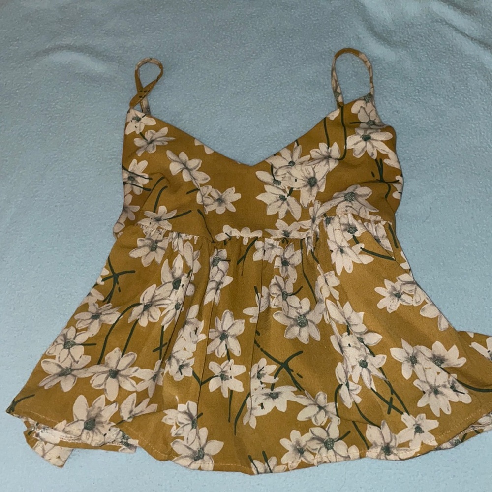 URBAN Yellow floral petite tank top crop top